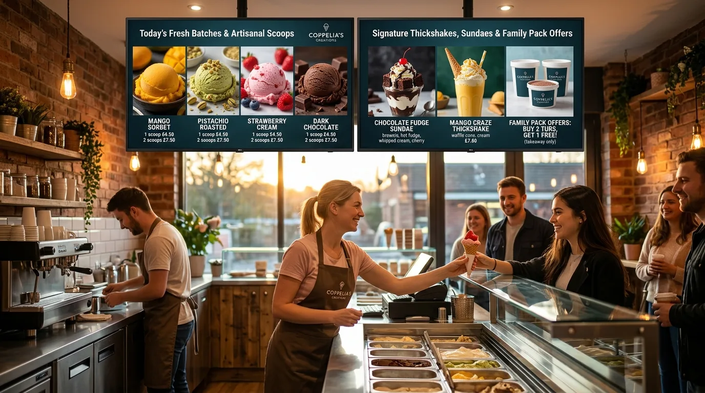 Ice Cream and Dessert Parlor Digital Signage